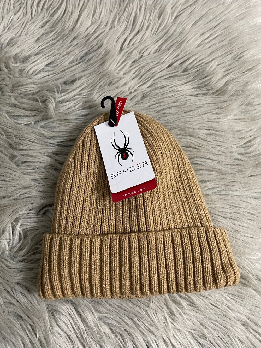 Spyder Ribbed Fold-Over Beanie - Camel/Tan